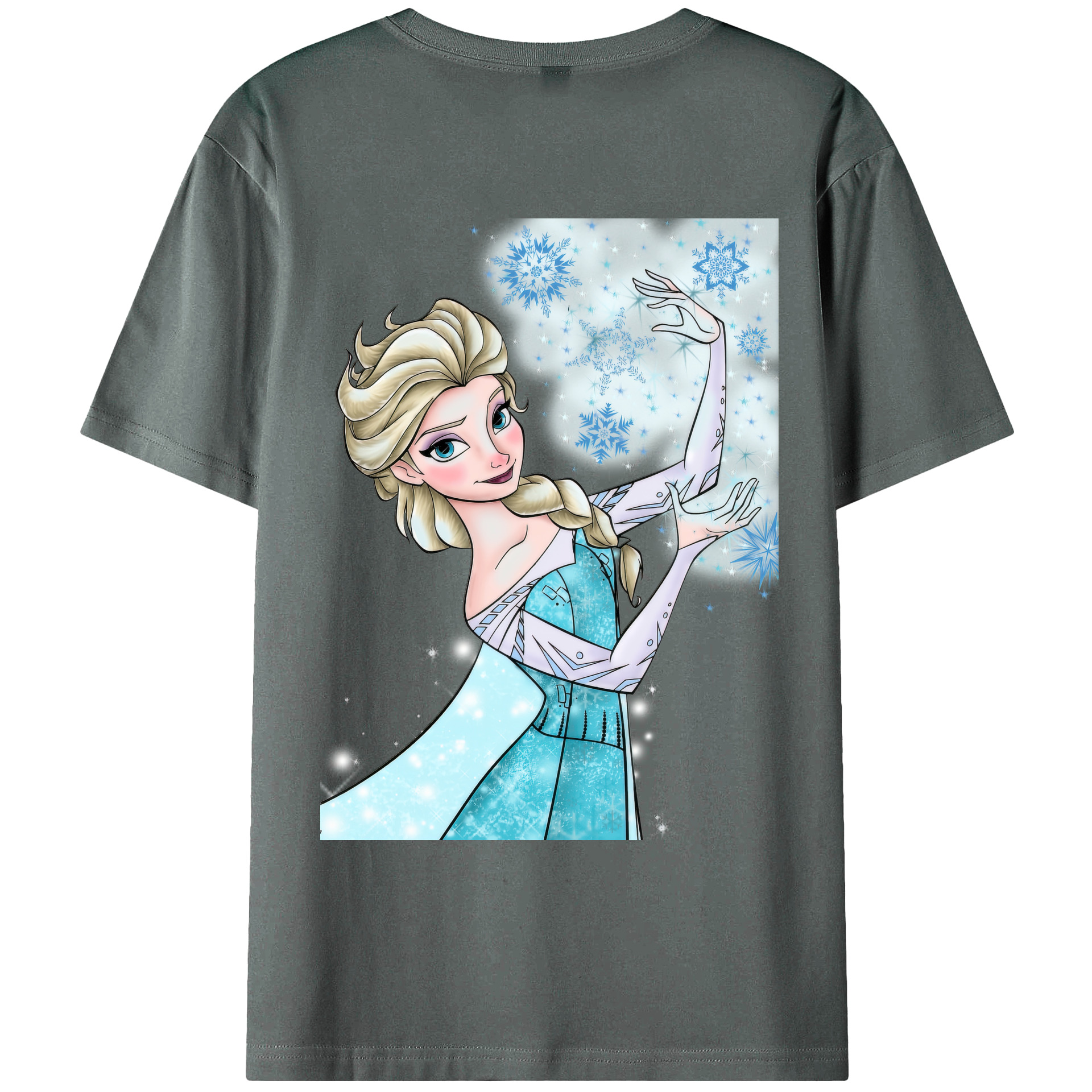 （画像用） アナと雪の女王 アンナ エルサ Frozen Anna Elsa 綿100％ メンズ半袖Tシャツ（バックプリント） 通気性